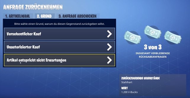 Fortnite Skins Verkaufen Und V Bucks Ruckerstatten Spieletipps - ihr habt nur drei mal die chance gegenstande zu verkaufen und v bucks ruckerstattet