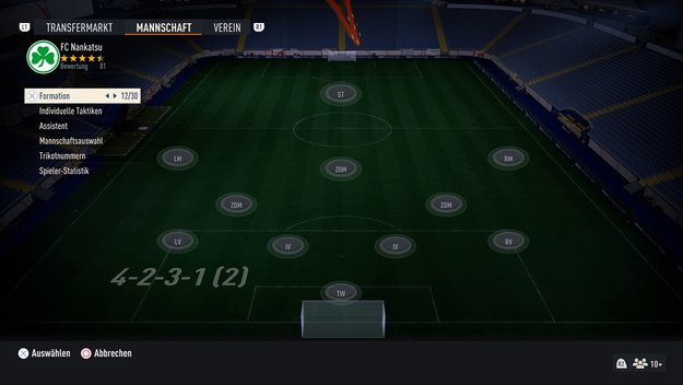 Formation 4 - 2 - 3 - 1 (2) in FIFA 23. (Bildquelle: Screenshot spieletipps)