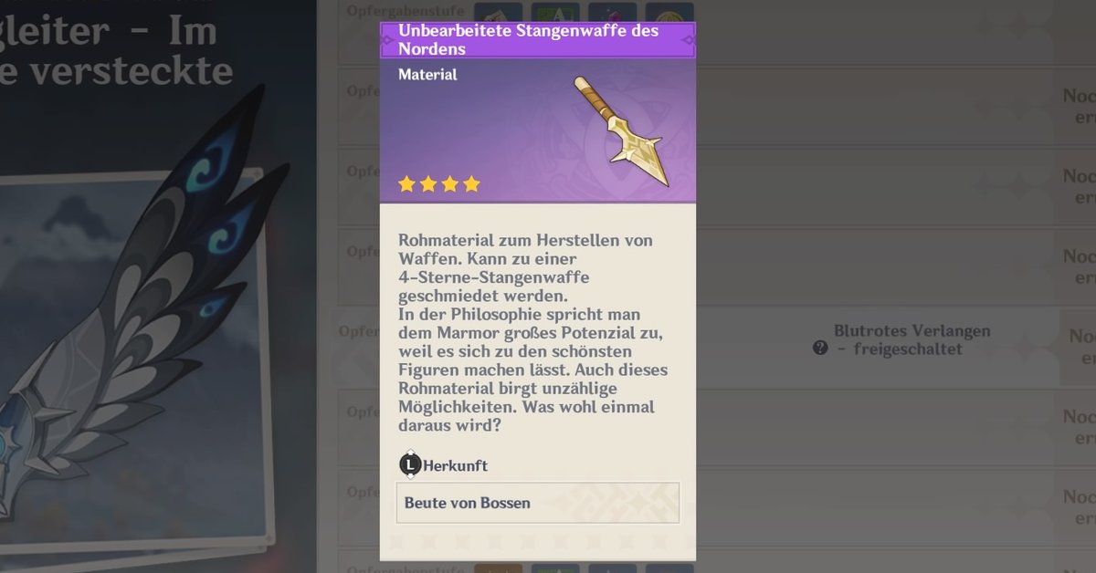 Genshin Impact Suche Nach Einer Unbearbeiteten Stangenwaffe Des Nordens Genshin Impact: Unbearbeitete Stangenwaffe bekommen