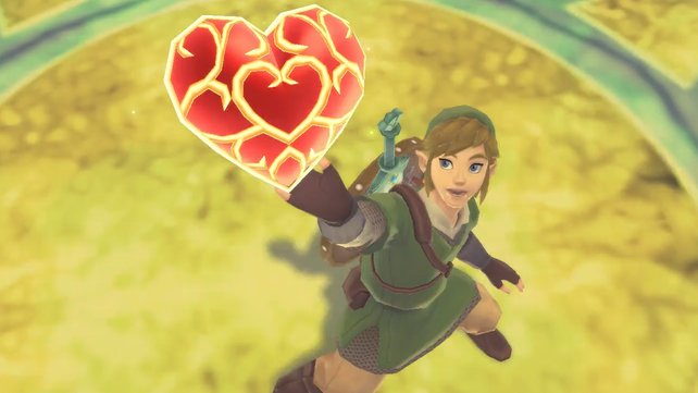 Vier Herzteile ergeben einen Herzcontainer in Zelda: Skyward Sword.